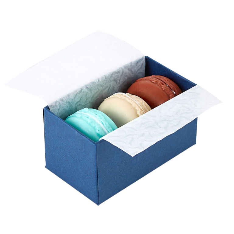 box saponette al gusto cacao, crema e cocco