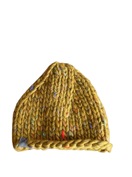 Box: cappello in lana giallo oliva e calze Arturo riga dritta