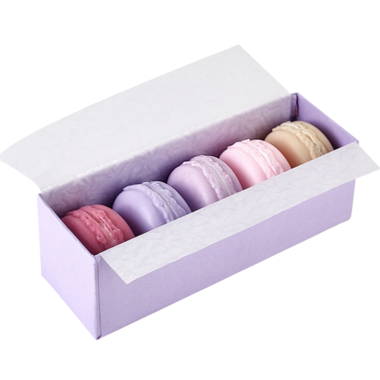 Box saponetta macaron ai gusti crema, fragola, frutti di bosco, mirtillo e lampone